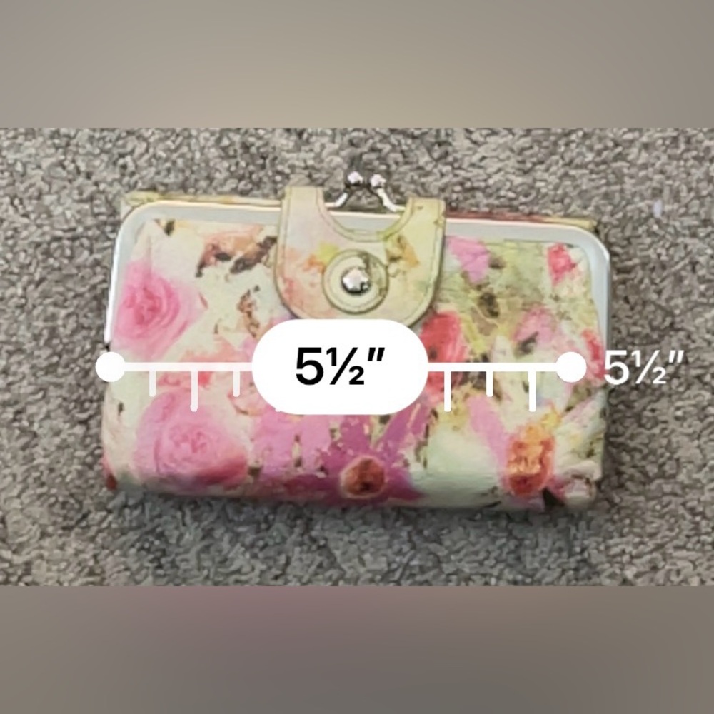 HOBO Pink Floral Kiss-Lock Wallet with Green Accents - Picture 8 of 8